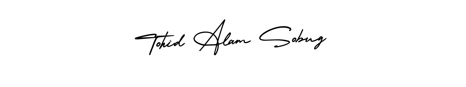 The best way (AmerikaSignatureDemo-Regular) to make a short signature is to pick only two or three words in your name. The name Tohid Alam Sobug include a total of six letters. For converting this name. Tohid Alam Sobug signature style 3 images and pictures png