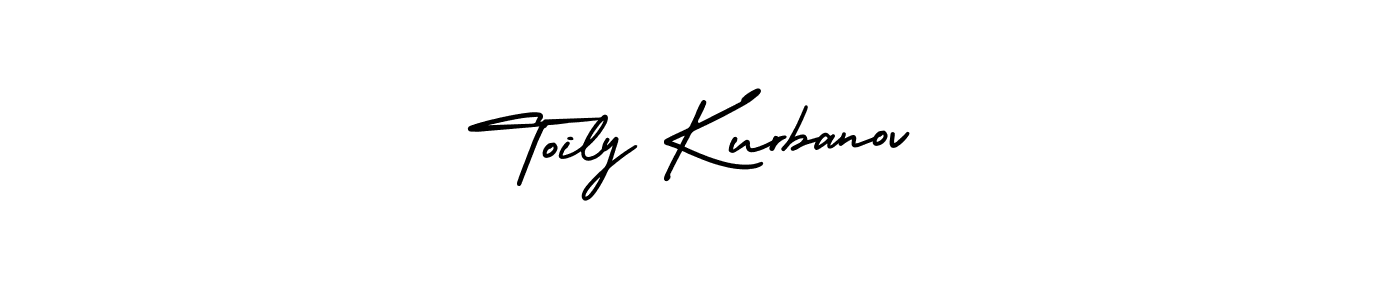 The best way (AmerikaSignatureDemo-Regular) to make a short signature is to pick only two or three words in your name. The name Toily Kurbanov include a total of six letters. For converting this name. Toily Kurbanov signature style 3 images and pictures png