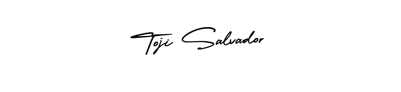 The best way (AmerikaSignatureDemo-Regular) to make a short signature is to pick only two or three words in your name. The name Toji Salvador include a total of six letters. For converting this name. Toji Salvador signature style 3 images and pictures png