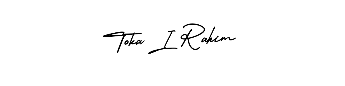 The best way (AmerikaSignatureDemo-Regular) to make a short signature is to pick only two or three words in your name. The name Toka I Rahim include a total of six letters. For converting this name. Toka I Rahim signature style 3 images and pictures png