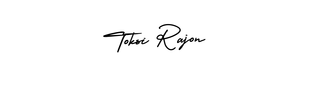 The best way (AmerikaSignatureDemo-Regular) to make a short signature is to pick only two or three words in your name. The name Toksi Rajon include a total of six letters. For converting this name. Toksi Rajon signature style 3 images and pictures png