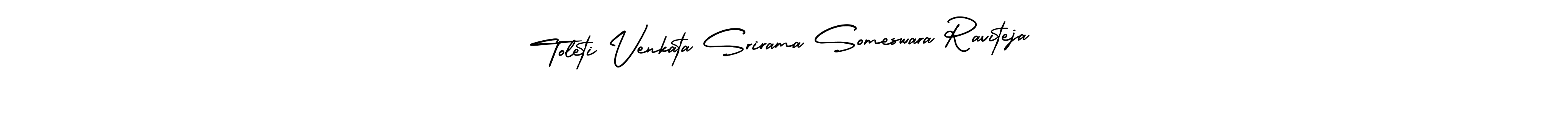 The best way (AmerikaSignatureDemo-Regular) to make a short signature is to pick only two or three words in your name. The name Toleti Venkata Srirama Someswara Raviteja include a total of six letters. For converting this name. Toleti Venkata Srirama Someswara Raviteja signature style 3 images and pictures png