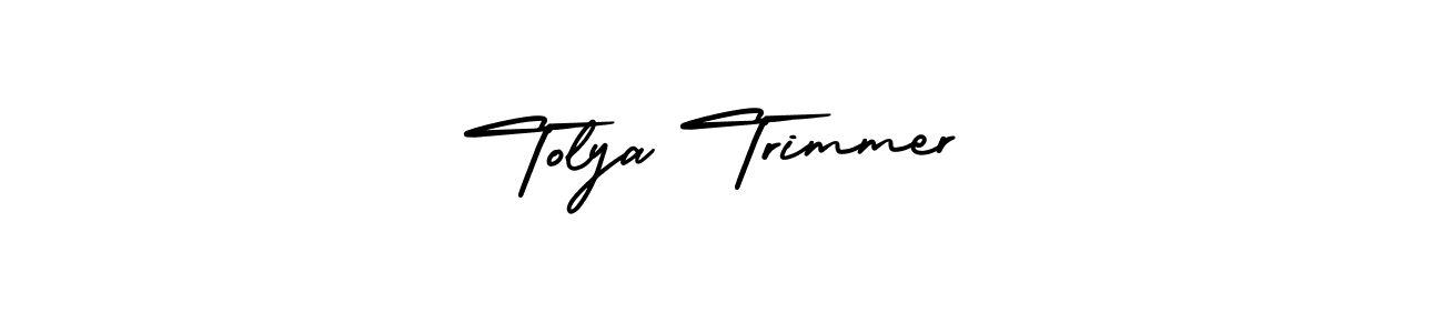 AmerikaSignatureDemo-Regular is a professional signature style that is perfect for those who want to add a touch of class to their signature. It is also a great choice for those who want to make their signature more unique. Get Tolya Trimmer name to fancy signature for free. Tolya Trimmer signature style 3 images and pictures png