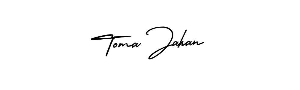 The best way (AmerikaSignatureDemo-Regular) to make a short signature is to pick only two or three words in your name. The name Toma Jahan include a total of six letters. For converting this name. Toma Jahan signature style 3 images and pictures png