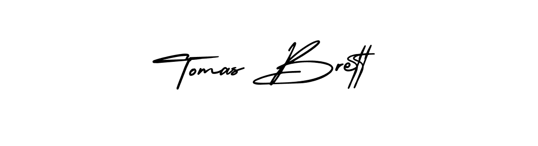 How to make Tomas Brett name signature. Use AmerikaSignatureDemo-Regular style for creating short signs online. This is the latest handwritten sign. Tomas Brett signature style 3 images and pictures png