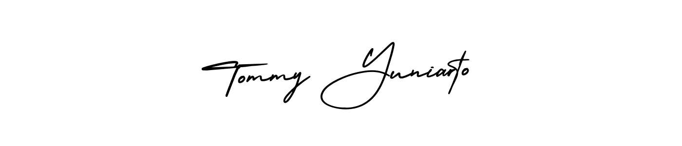 This is the best signature style for the Tommy Yuniarto name. Also you like these signature font (AmerikaSignatureDemo-Regular). Mix name signature. Tommy Yuniarto signature style 3 images and pictures png