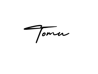 Make a beautiful signature design for name Tomu. With this signature (AmerikaSignatureDemo-Regular) style, you can create a handwritten signature for free. Tomu signature style 3 images and pictures png