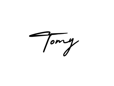 Make a beautiful signature design for name Tomy. With this signature (AmerikaSignatureDemo-Regular) style, you can create a handwritten signature for free. Tomy signature style 3 images and pictures png