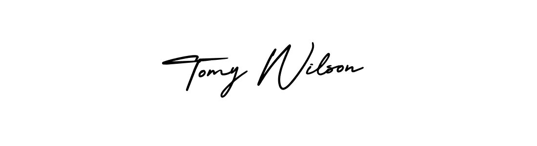 How to make Tomy Wilson signature? AmerikaSignatureDemo-Regular is a professional autograph style. Create handwritten signature for Tomy Wilson name. Tomy Wilson signature style 3 images and pictures png