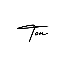 How to make Ton name signature. Use AmerikaSignatureDemo-Regular style for creating short signs online. This is the latest handwritten sign. Ton signature style 3 images and pictures png