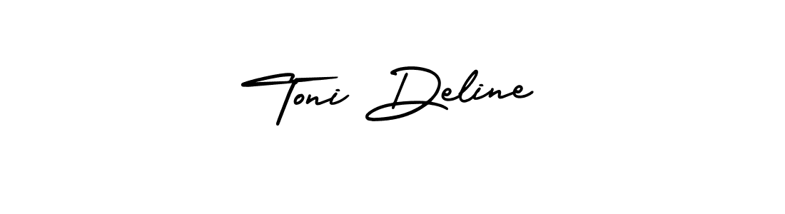 The best way (AmerikaSignatureDemo-Regular) to make a short signature is to pick only two or three words in your name. The name Toni Deline include a total of six letters. For converting this name. Toni Deline signature style 3 images and pictures png