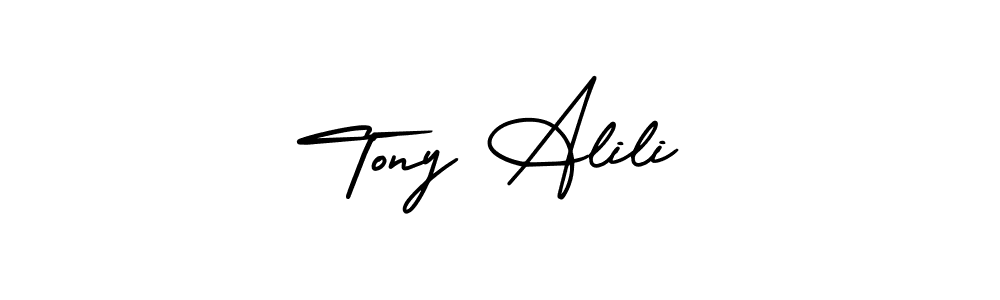 The best way (AmerikaSignatureDemo-Regular) to make a short signature is to pick only two or three words in your name. The name Tony Alili include a total of six letters. For converting this name. Tony Alili signature style 3 images and pictures png