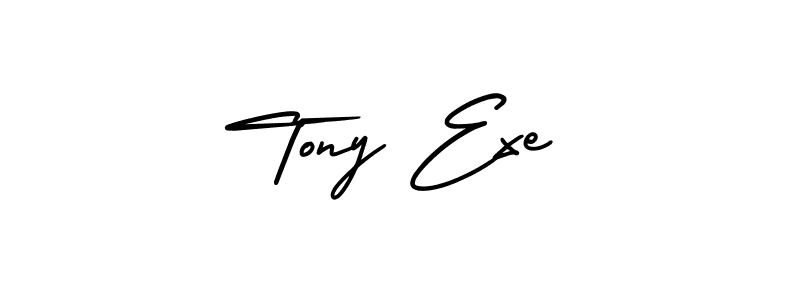 You should practise on your own different ways (AmerikaSignatureDemo-Regular) to write your name (Tony Exe) in signature. don't let someone else do it for you. Tony Exe signature style 3 images and pictures png