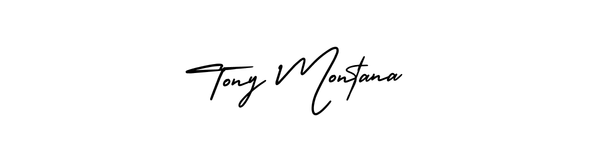 Make a beautiful signature design for name Tony Montana. With this signature (AmerikaSignatureDemo-Regular) style, you can create a handwritten signature for free. Tony Montana signature style 3 images and pictures png