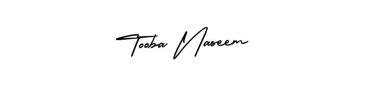 You should practise on your own different ways (AmerikaSignatureDemo-Regular) to write your name (Tooba Naseem) in signature. don't let someone else do it for you. Tooba Naseem signature style 3 images and pictures png