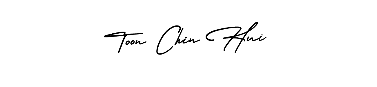 The best way (AmerikaSignatureDemo-Regular) to make a short signature is to pick only two or three words in your name. The name Toon Chin Hui include a total of six letters. For converting this name. Toon Chin Hui signature style 3 images and pictures png
