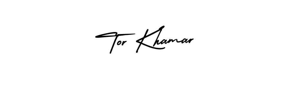 You should practise on your own different ways (AmerikaSignatureDemo-Regular) to write your name (Tor Khamar) in signature. don't let someone else do it for you. Tor Khamar signature style 3 images and pictures png