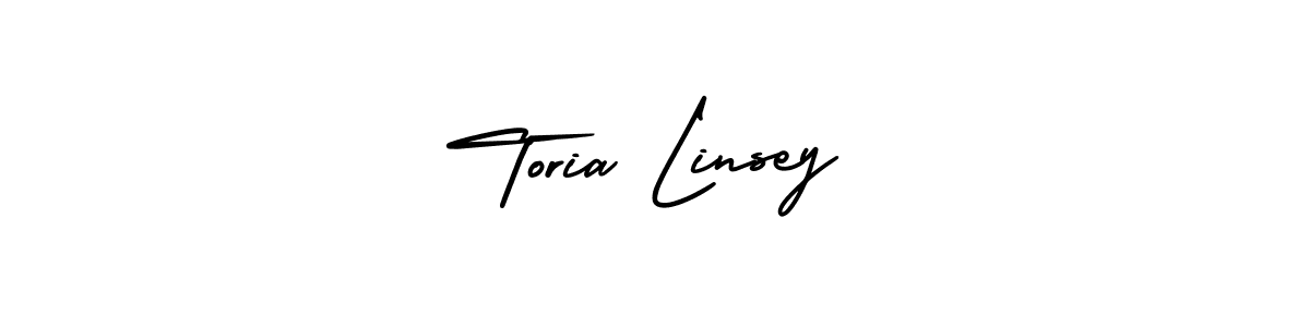 It looks lik you need a new signature style for name Toria Linsey. Design unique handwritten (AmerikaSignatureDemo-Regular) signature with our free signature maker in just a few clicks. Toria Linsey signature style 3 images and pictures png
