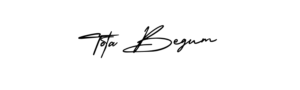 The best way (AmerikaSignatureDemo-Regular) to make a short signature is to pick only two or three words in your name. The name Tota Begum include a total of six letters. For converting this name. Tota Begum signature style 3 images and pictures png