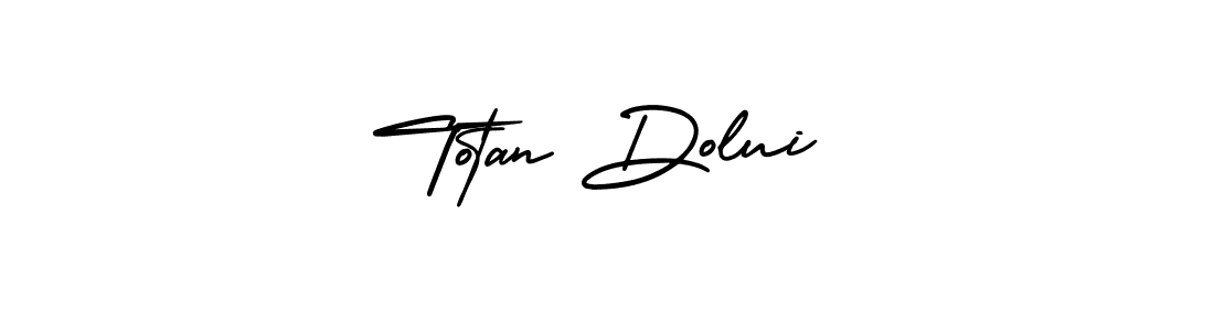 You should practise on your own different ways (AmerikaSignatureDemo-Regular) to write your name (Totan Dolui) in signature. don't let someone else do it for you. Totan Dolui signature style 3 images and pictures png