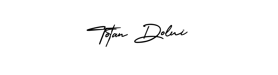 You should practise on your own different ways (AmerikaSignatureDemo-Regular) to write your name (Totan Dolui) in signature. don't let someone else do it for you. Totan Dolui signature style 3 images and pictures png