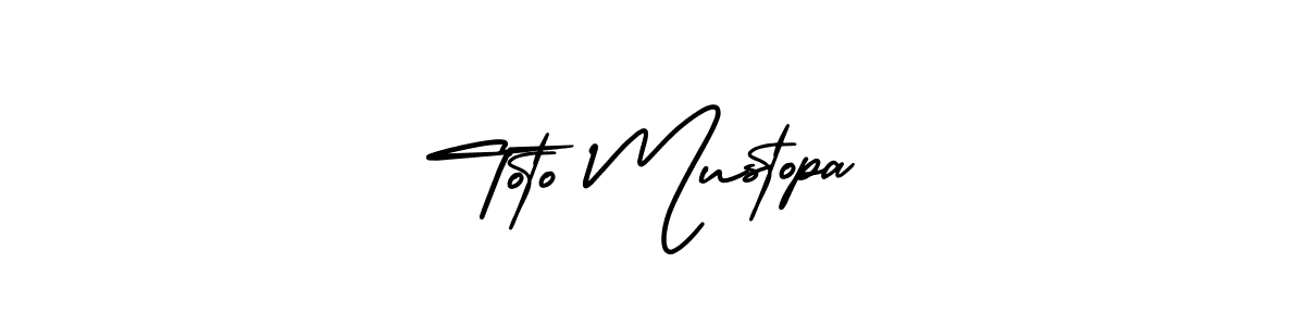 if you are searching for the best signature style for your name Toto Mustopa. so please give up your signature search. here we have designed multiple signature styles  using AmerikaSignatureDemo-Regular. Toto Mustopa signature style 3 images and pictures png