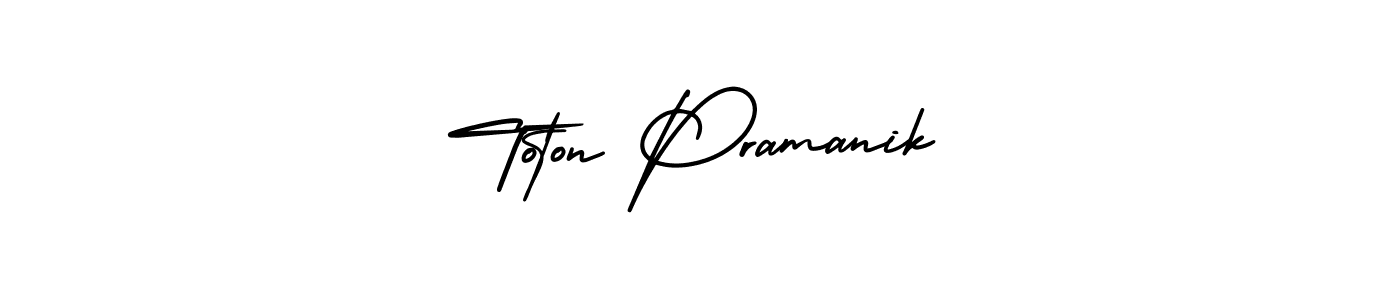 Design your own signature with our free online signature maker. With this signature software, you can create a handwritten (AmerikaSignatureDemo-Regular) signature for name Toton Pramanik. Toton Pramanik signature style 3 images and pictures png