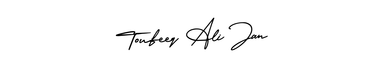 The best way (AmerikaSignatureDemo-Regular) to make a short signature is to pick only two or three words in your name. The name Toufeeq Ali Jan include a total of six letters. For converting this name. Toufeeq Ali Jan signature style 3 images and pictures png