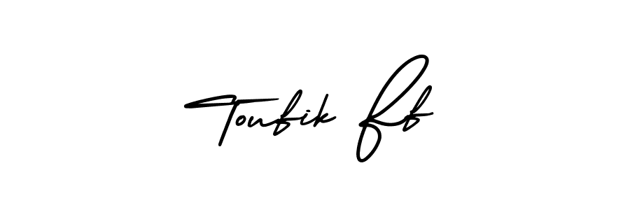 Also You can easily find your signature by using the search form. We will create Toufik Ff name handwritten signature images for you free of cost using AmerikaSignatureDemo-Regular sign style. Toufik Ff signature style 3 images and pictures png