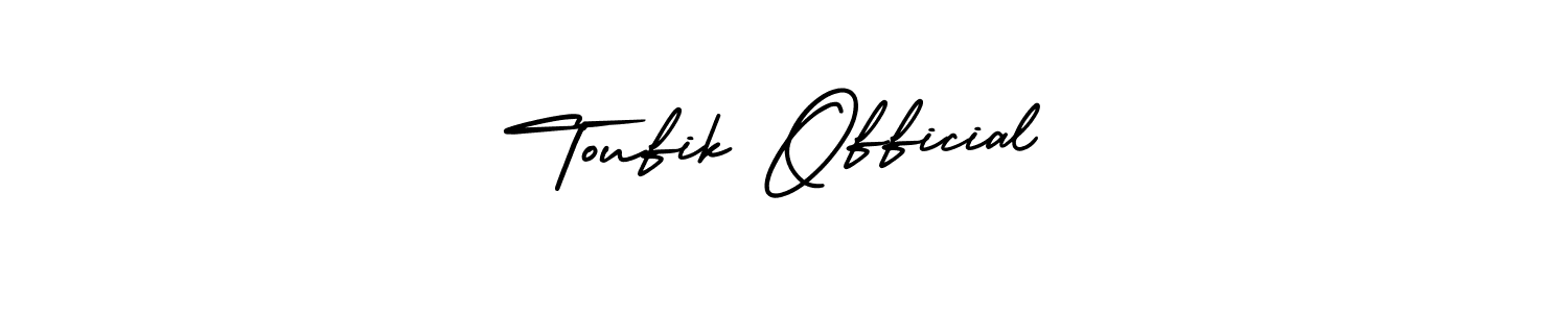 It looks lik you need a new signature style for name Toufik Official. Design unique handwritten (AmerikaSignatureDemo-Regular) signature with our free signature maker in just a few clicks. Toufik Official signature style 3 images and pictures png