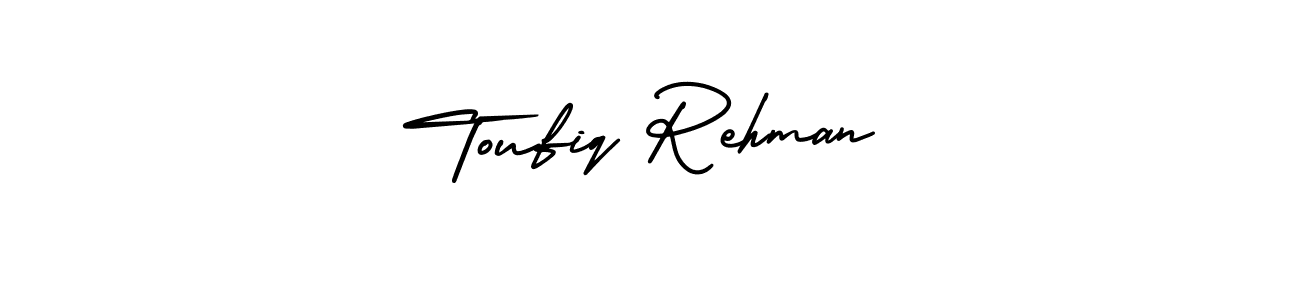 How to Draw Toufiq Rehman signature style? AmerikaSignatureDemo-Regular is a latest design signature styles for name Toufiq Rehman. Toufiq Rehman signature style 3 images and pictures png