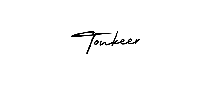 Create a beautiful signature design for name Toukeer. With this signature (AmerikaSignatureDemo-Regular) fonts, you can make a handwritten signature for free. Toukeer signature style 3 images and pictures png