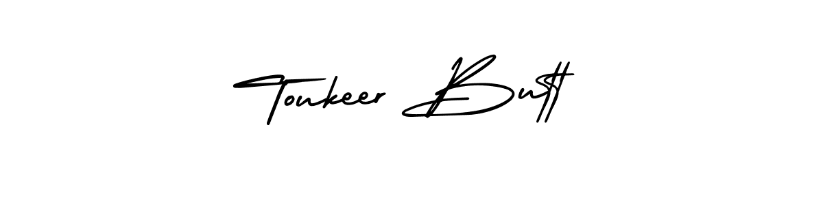 Create a beautiful signature design for name Toukeer Butt. With this signature (AmerikaSignatureDemo-Regular) fonts, you can make a handwritten signature for free. Toukeer Butt signature style 3 images and pictures png