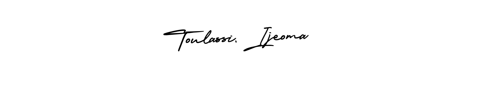 Check out images of Autograph of Toulassi, Ijeoma name. Actor Toulassi, Ijeoma Signature Style. AmerikaSignatureDemo-Regular is a professional sign style online. Toulassi, Ijeoma signature style 3 images and pictures png