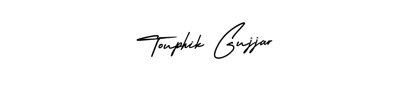 This is the best signature style for the Touphik Gujjar name. Also you like these signature font (AmerikaSignatureDemo-Regular). Mix name signature. Touphik Gujjar signature style 3 images and pictures png