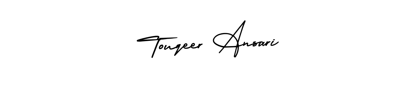 How to make Touqeer Ansari name signature. Use AmerikaSignatureDemo-Regular style for creating short signs online. This is the latest handwritten sign. Touqeer Ansari signature style 3 images and pictures png