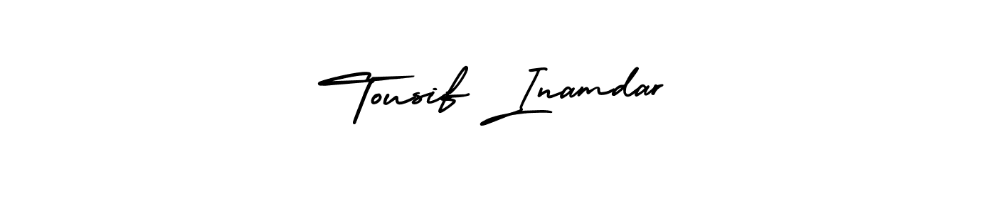 The best way (AmerikaSignatureDemo-Regular) to make a short signature is to pick only two or three words in your name. The name Tousif Inamdar include a total of six letters. For converting this name. Tousif Inamdar signature style 3 images and pictures png