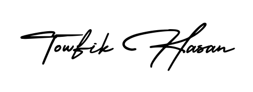 This is the best signature style for the Towfik Hasan name. Also you like these signature font (AmerikaSignatureDemo-Regular). Mix name signature. Towfik Hasan signature style 3 images and pictures png