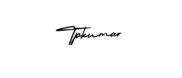 How to make Tpkumar name signature. Use AmerikaSignatureDemo-Regular style for creating short signs online. This is the latest handwritten sign. Tpkumar signature style 3 images and pictures png