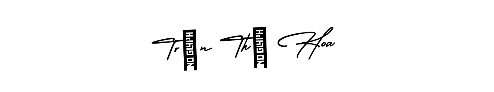 Use a signature maker to create a handwritten signature online. With this signature software, you can design (AmerikaSignatureDemo-Regular) your own signature for name Trần Thị Hoa. Trần Thị Hoa signature style 3 images and pictures png