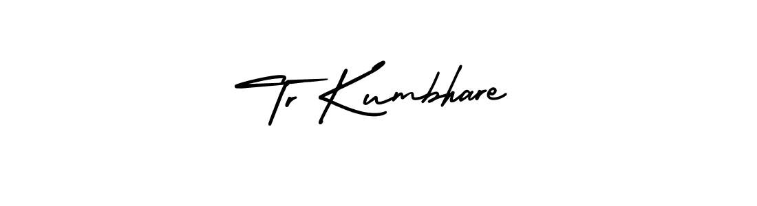 You should practise on your own different ways (AmerikaSignatureDemo-Regular) to write your name (Tr Kumbhare) in signature. don't let someone else do it for you. Tr Kumbhare signature style 3 images and pictures png
