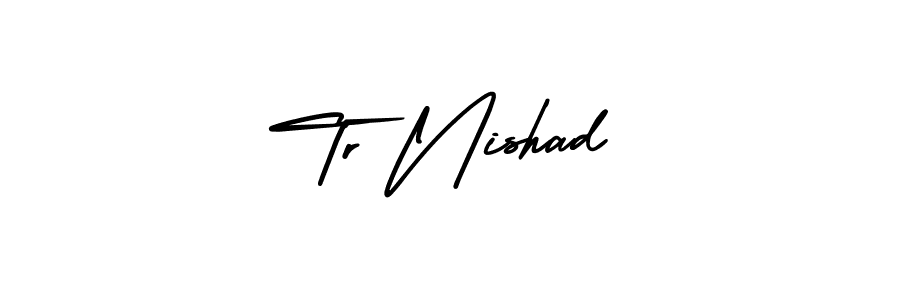 Similarly AmerikaSignatureDemo-Regular is the best handwritten signature design. Signature creator online .You can use it as an online autograph creator for name Tr Nishad. Tr Nishad signature style 3 images and pictures png