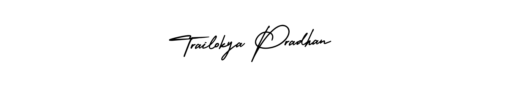The best way (AmerikaSignatureDemo-Regular) to make a short signature is to pick only two or three words in your name. The name Trailokya Pradhan include a total of six letters. For converting this name. Trailokya Pradhan signature style 3 images and pictures png