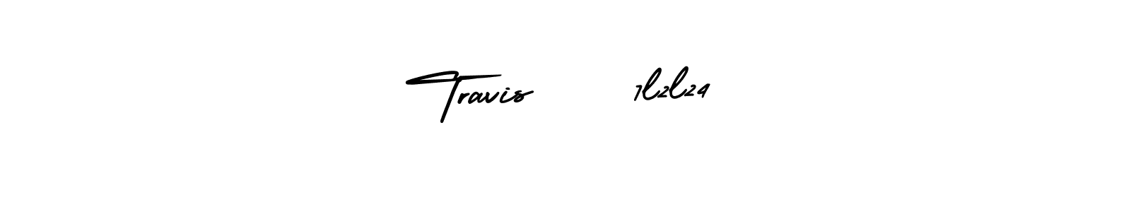 The best way (AmerikaSignatureDemo-Regular) to make a short signature is to pick only two or three words in your name. The name Travis    7l2l24 include a total of six letters. For converting this name. Travis    7l2l24 signature style 3 images and pictures png