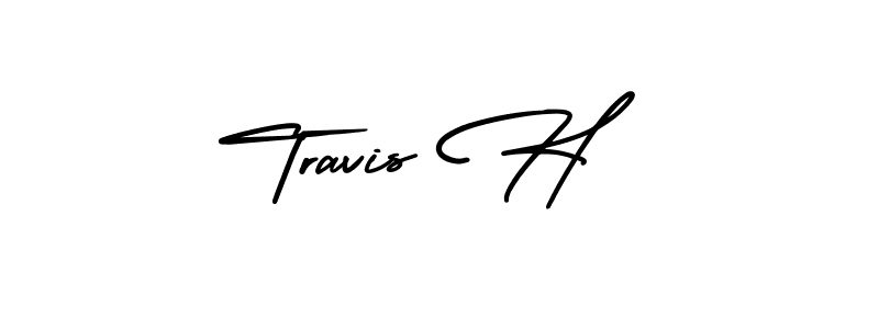 Make a beautiful signature design for name Travis H. With this signature (AmerikaSignatureDemo-Regular) style, you can create a handwritten signature for free. Travis H signature style 3 images and pictures png