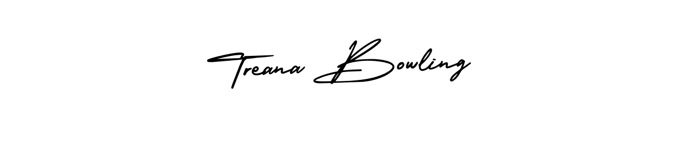 How to make Treana Bowling name signature. Use AmerikaSignatureDemo-Regular style for creating short signs online. This is the latest handwritten sign. Treana Bowling signature style 3 images and pictures png