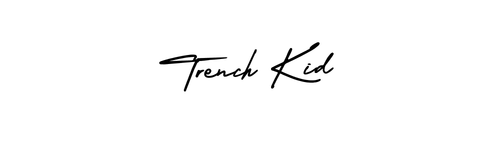 The best way (AmerikaSignatureDemo-Regular) to make a short signature is to pick only two or three words in your name. The name Trench Kid include a total of six letters. For converting this name. Trench Kid signature style 3 images and pictures png