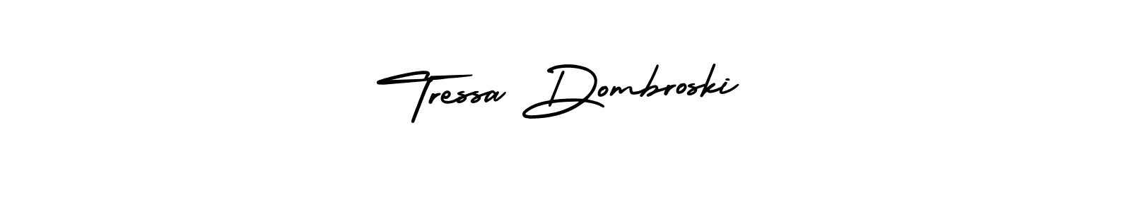You should practise on your own different ways (AmerikaSignatureDemo-Regular) to write your name (Tressa Dombroski) in signature. don't let someone else do it for you. Tressa Dombroski signature style 3 images and pictures png