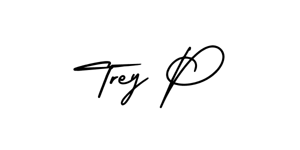 Use a signature maker to create a handwritten signature online. With this signature software, you can design (AmerikaSignatureDemo-Regular) your own signature for name Trey P. Trey P signature style 3 images and pictures png