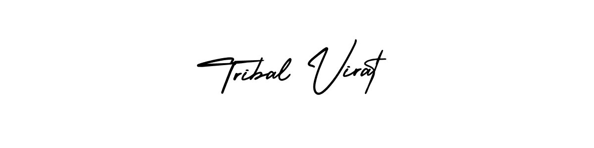 The best way (AmerikaSignatureDemo-Regular) to make a short signature is to pick only two or three words in your name. The name Tribal Virat include a total of six letters. For converting this name. Tribal Virat signature style 3 images and pictures png